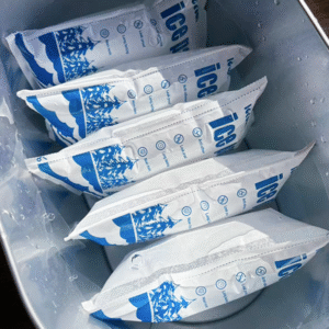 Paquete de hielo seco de la granja a la mesa