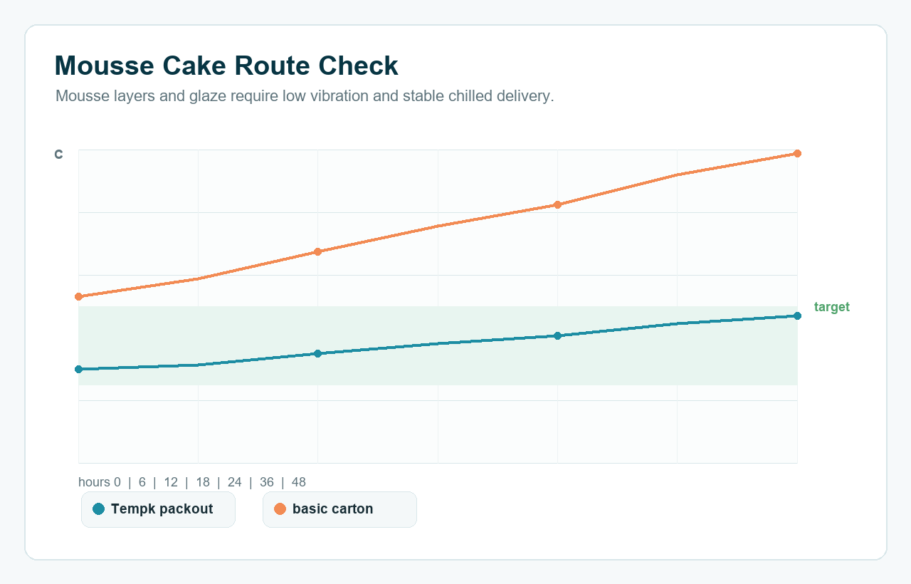 Mousse cakes chilled route validation temperature curve