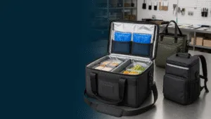 Maßgeschneiderte isolierte Liefertasche mit Trennwänden, Kühlmitteltaschen, Muster von Schultergurten und Lieferrucksäcken