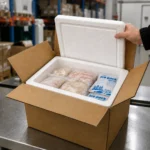 EPS insulated shipping box packed with frozen food and coolant packs