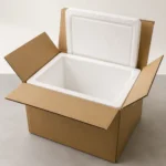 EPS-lined insulated shipping box with fitted foam cooler and lid