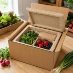 Paper-fiber insulated shipping box for chilled food and fresh produce delivery