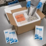 EPS seafood cold-chain box with sealed fish, shellfish and gel packs